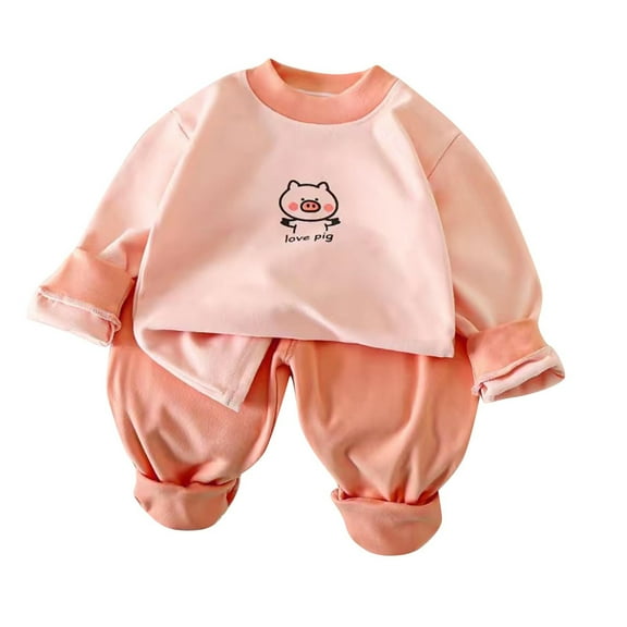 Odeerbi 3M-5Y Infant Boys Girls Cotton Pajamas Long Sleeve Tops Pants Set Soft Loungewear Cute Print Sleepwear Casual Comfortable Two-piece Pajama Sets Infant Boys Girls Clothes