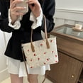 thumbnail image 4 of Summer Straw Woven Tote Bag Beach Bag - Women Cherry Handbag Shoulder Bag w/ Adjustable Strap Capacity Stylish Crossbody Bag, 4 of 8