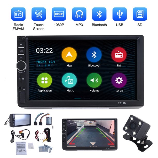 Double 2 DIN Car Stereo Radio with Backup Camera, 7" HD MP5 Digital