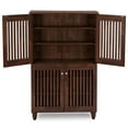 thumbnail image 4 of Bowery Hill 48" Tall Shoe Cabinet with 4 Door, 18-Pair Shoe Storage Organizer  in Oak Brown, 4 of 6