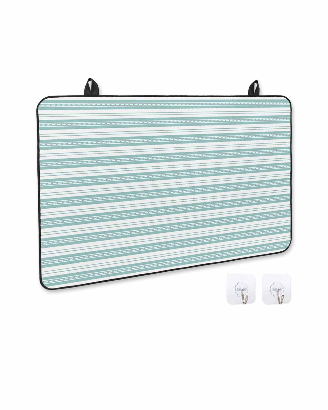 nqOlkjepod Large Induction Cooktop Protector Mat 24"x21", Boho Turquoise Stripe Stove Top Covers for Electric Stove, Abstract Geometric White Minimalist Stove Burner Cover Mats Stove Cover
