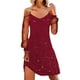 thumbnail image 1 of Vestido de manga larga de malla de color liso para mujer para Navidad: estampado festivo, cuello en V, ropa informal para fiestas, 1 of 5
