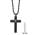 thumbnail image 2 of Primal Steel Stainless Steel Polished and Textured Black and Brown IP-plated Cross 24-inch Necklace, 2 of 6