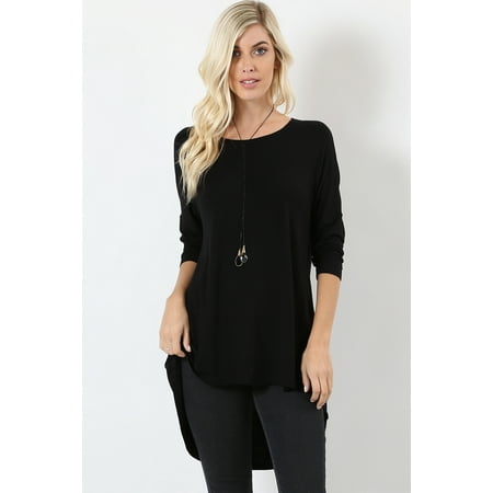 - JED FASHION Women's Relaxed Fit 3/4 Sleeve Soft Tunic Top