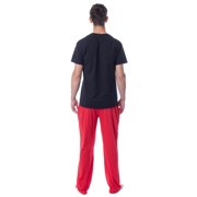 Intimo Men's 2 Piece Pajama Set Cotton/Poly Blend Jersey Knit Lounge Pants With Soft T-Shirt Top