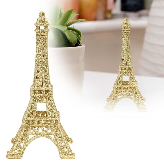 YaoZQ Eiffel Tower Statue, World Monument Series, Romantic Paris Style, Glitter Gold Table Centerpiece, 6 in