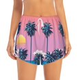thumbnail image 4 of Lsque Beach with Palm Trees Printed Women's Running Shorts with Liner Pockets,Elastic Quick Dry Workout Athletic Gym Yoga Shorts,Womens High Waist Shorts-XX-Large, 4 of 9