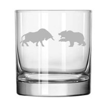11 oz Rocks Whiskey Highball Glass Bull Vs Bear Stock Market Day Trader