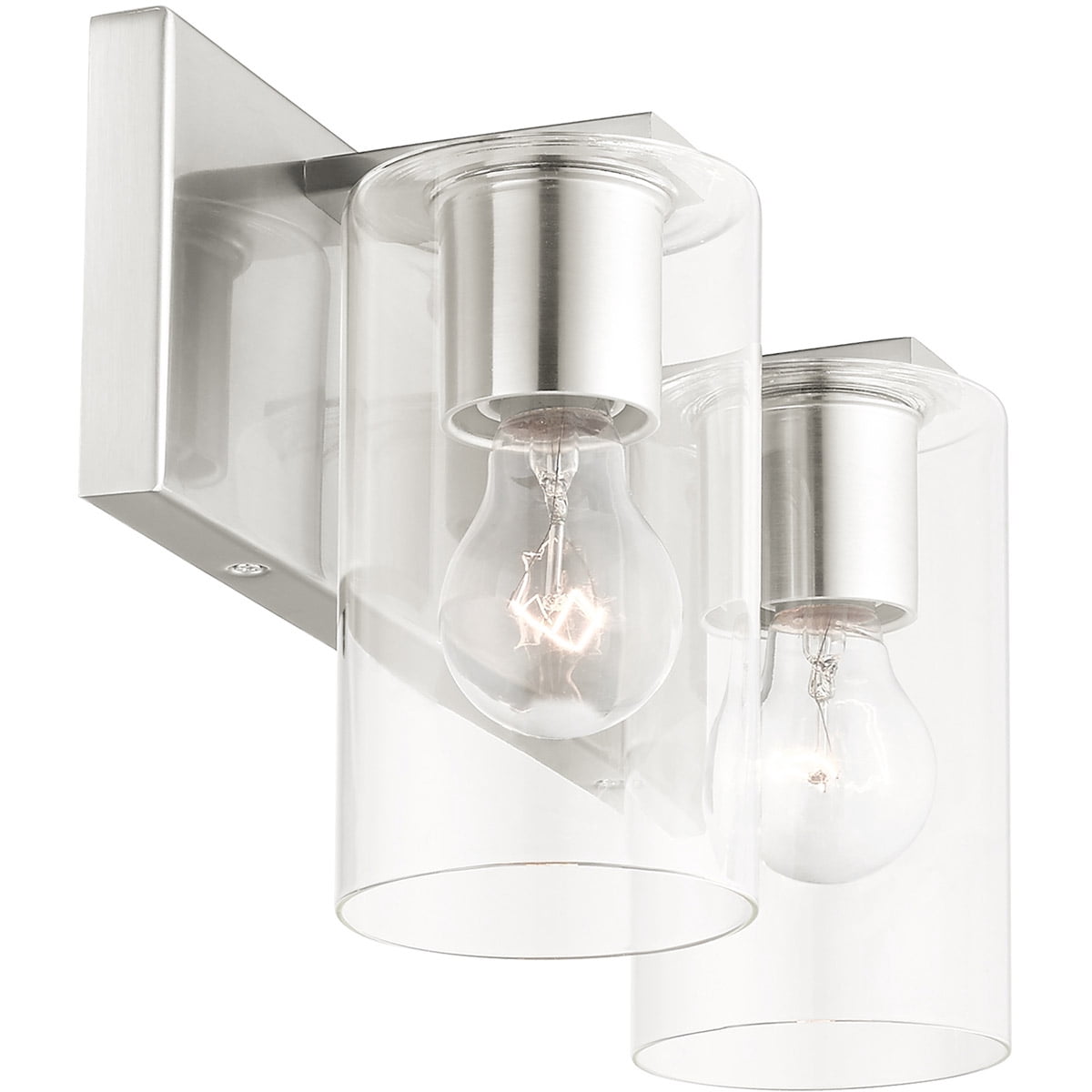 15 inch 2 Light Brushed Nickel Bathroom Vanity light fixture with Clear Glass Shade