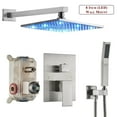 thumbnail image 5 of Brushed Nickel Shower Faucet Set System 8''LED Rainfall Head Combo Kit with Mixer Valve, 5 of 13