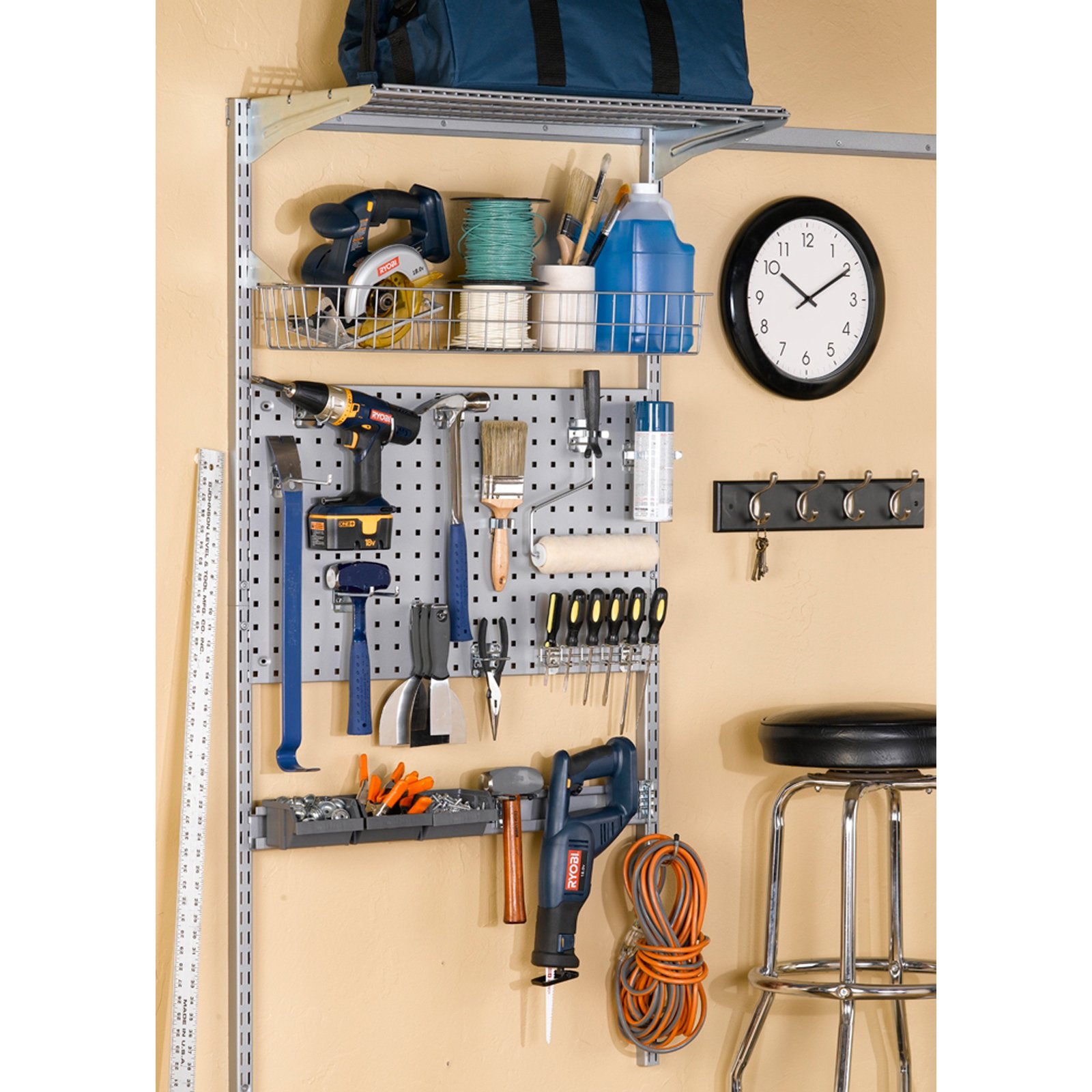 Wall Mounted Wire Shelving Single Lock Board System Pegboard Garage