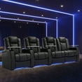 thumbnail image 6 of Weilianda Home Theater Seating Top Grain Leather Recliner Chair Dual Power Movie Gaming Sofa Electric Headrest with Tray Table Type-C USB Charge Cup Holders Row of 4 Loveseat Right Black, 6 of 7