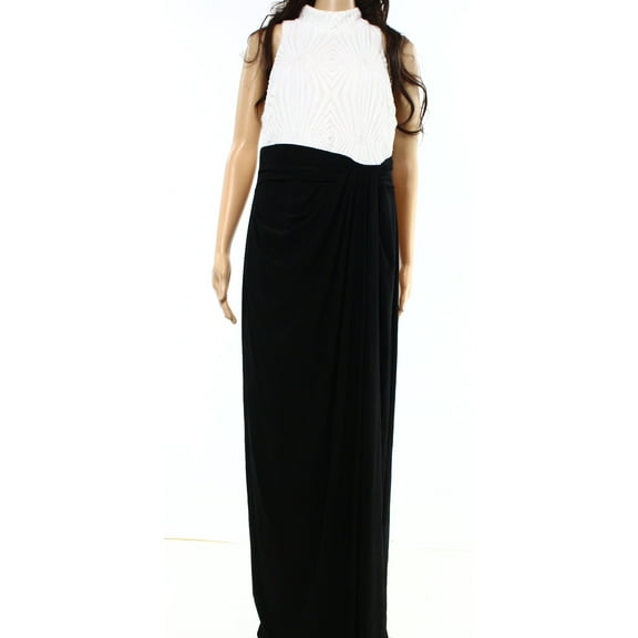 Lauren Ralph Lauren NEW White Womens Size 12 Sequin Draped Maxi Dress