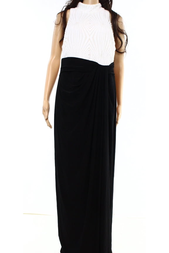 NEW White Womens Size 12 Sequin Draped Maxi Dress