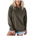 thumbnail image 5 of Womens Sweatshirt Women's Solid Color Sweatshirt Ribbed Pocket Pullover Sweatshirt For Women Loose Fit Long Sleeve Top Autumn And Winter, 5 of 5