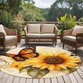 thumbnail image 4 of Round Rugs 7Ft, Sunflower Round Area Rug Washable Indoor Throw Carpet, Butterfly Spring Floral Retro Large Non Slip Circle Rug for Dining Room Playroom Home Decor Aesthetic, 4 of 8
