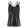 thumbnail image 5 of Viikei Tank Top for Women Sleeveless Tops Plus Size V-Neck Sleeveless Spaghetti Straps Sequin Solid Tank tops Camisole Vest, 5 of 9