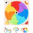 thumbnail image 4 of Juguetes de apilamiento de arcoíris de madera Montessori para bebé, rompecabezas de cartas para niños, juegos a juego, clasificación de colores, rompecabezas, juguetes para niños pequeños, regalo, 4 of 4
