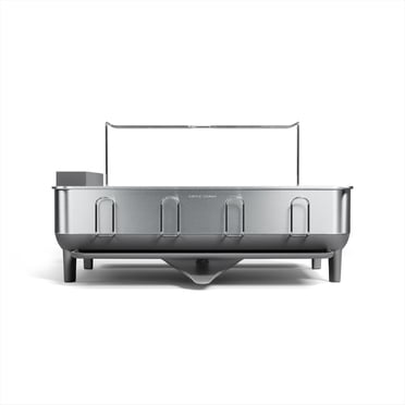 Simplehuman Kitchen Dish Drying Rack, Fingerprint-Proof Stainless Steel Frame, Grey Plastic
