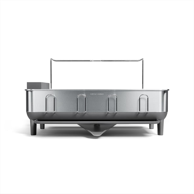 Simplehuman Kitchen Dish Drying Rack, Fingerprint-Proof Stainless Steel Frame, Grey Plastic