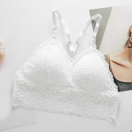 

ERTUTUYI Women Full Cup Thin Underwear Plus Size Wireless Sports Bra Lace Bra Cover Cup Large Size Vest Bras White M