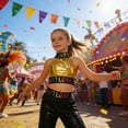 thumbnail image 2 of Afdoent Girls Glitter Letter Crop Top Off Shoulder Sleeveless Performance Shirt For Dance Party And Stage Wear 9-10 Years, 2 of 4