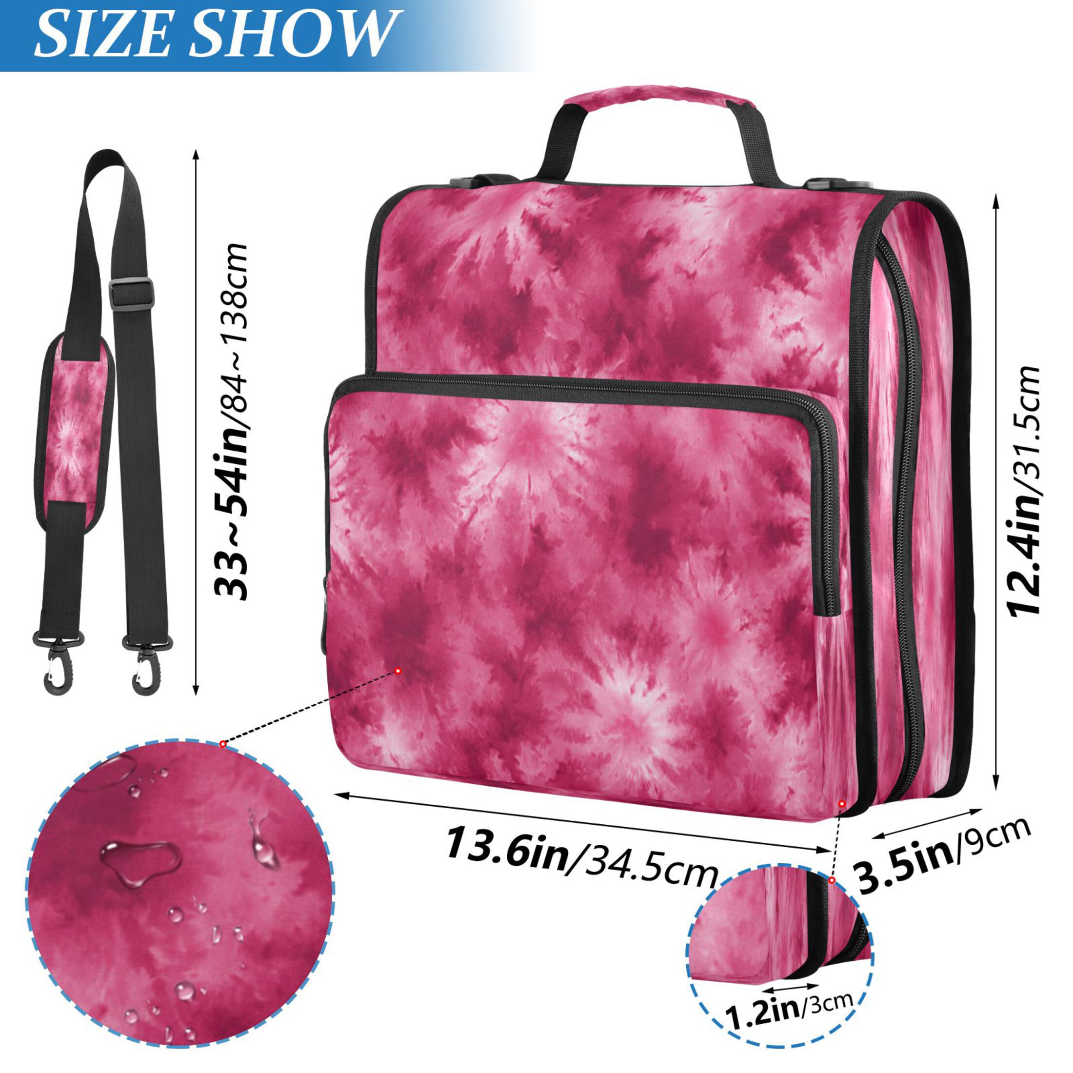 Zipper Binder 3 Rings Stationery Office Files Daily Organizer File Folder Storage Bag Rose Red Tie-dye Pattern