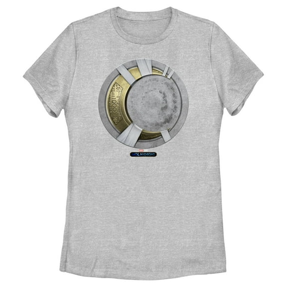 Women's Marvel: Moon Knight Gold Mummy Wrapped Crescent Moon Emblem  Graphic Tee Athletic Heather 2X Large