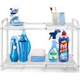 thumbnail image 2 of 2 Tier Under Sink Organizer Shelf Expandable Kitchen Cabinet Storage Rack White, 2 of 7