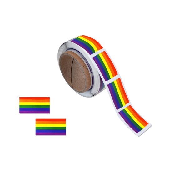 Small Rectangle Rainbow Flag Stickers (250 per Roll)