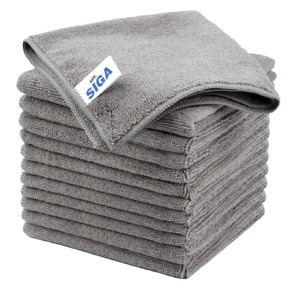 MR.Siga All-Purpose Microfiber Cleaning Cloth Streak Free Cleaning Rags, 12 Pack, Grey