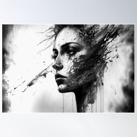 Woman In Sorrow Black White Poster Wall Art, Modern Wall Decor For Living Room Bedroom, 24x36 UNFRAMED