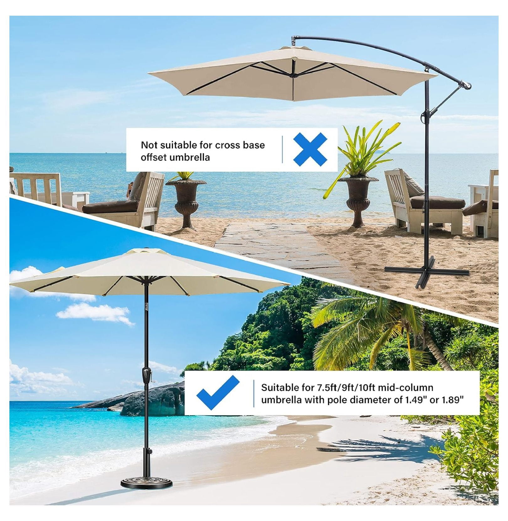 17.72" 24.2 lbs Market Heavy Duty Umbrella Round Stand Base for Patio, Outdoor, Deck, Lawn, Garden, Bronze
