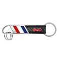 thumbnail image 1 of iPick Image for Ford Mustang 5.0 in Red on Real Carbon Fiber Leather Key Chain with Red White Blue Stripe, Official Licensed, 1 of 5