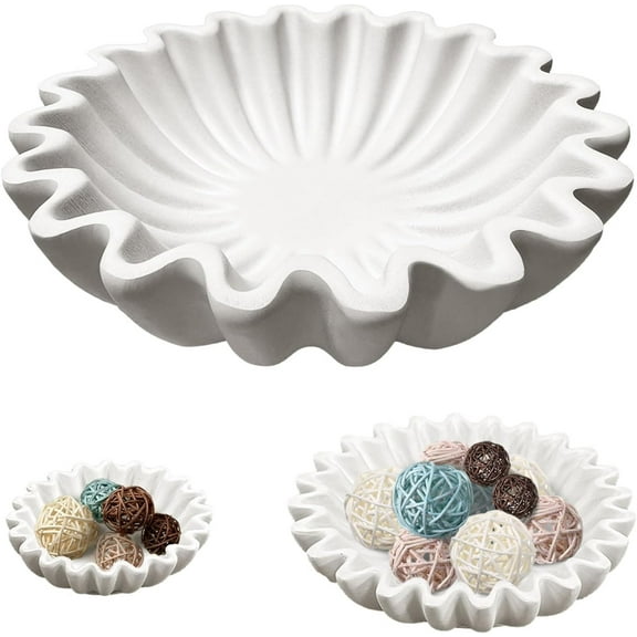 Fankiway Ruffled Decorative Bowl - Living Room Design Coffee Table Bookshelf and Console Table Design Home Decoration Home Room Decor on Clearance