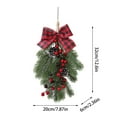 thumbnail image 3 of Cedar Teardrop Swag with Ribbon Bow, Rustic Artificial Christmas Greenery Wreath for Outdoor Door, Farmhouse Wall, Tree, and Mantle Decor, Vintage Bells Included, 3 of 4