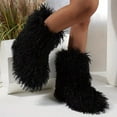 thumbnail image 4 of Women's Faux fur Boot Furry Fluffy Short Snow Boot Mid-Calf Boots Warm Comfortable Outdoor Flat Shoes, 4 of 7