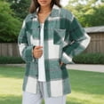 thumbnail image 5 of Jxximdong Fashion Coat for Women, Plush Coat Long Sleeve Plaid with Pocket Loose Coat, Women's Coats Green, 5 of 7