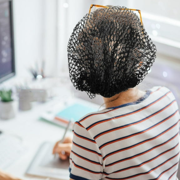 Yardwe 9Pcs Hair Net Hats for Women and Men Comfortable Wearing Durable Anti Hair Loss Black Cloth