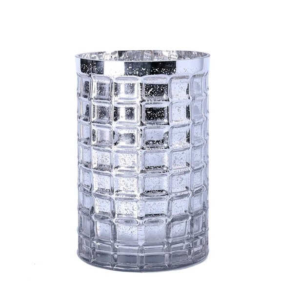 CC Home Furnishings Handblown Block Glass Floral Vase - 7.5" - Silver