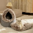 thumbnail image 2 of Winter Warm Pet Cave Bed, Cat Beds for Indoor Cats, Cat Tents for Indoor Cats, Removable and Washable Winter Closed-Off Cat Beds, Soft Warm Pets House (Brown,S), 2 of 7