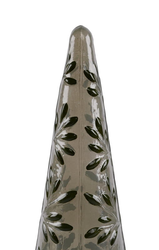Glass Embossed Leaf Pattern Tree Christmas Decoration, Green, 14.5", by Holiday Time