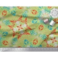 thumbnail image 2 of Soimoi Green polyester Crepe Fabric Moroccan Damask Print Fabric by Yard 52 Inch Wide, 2 of 3