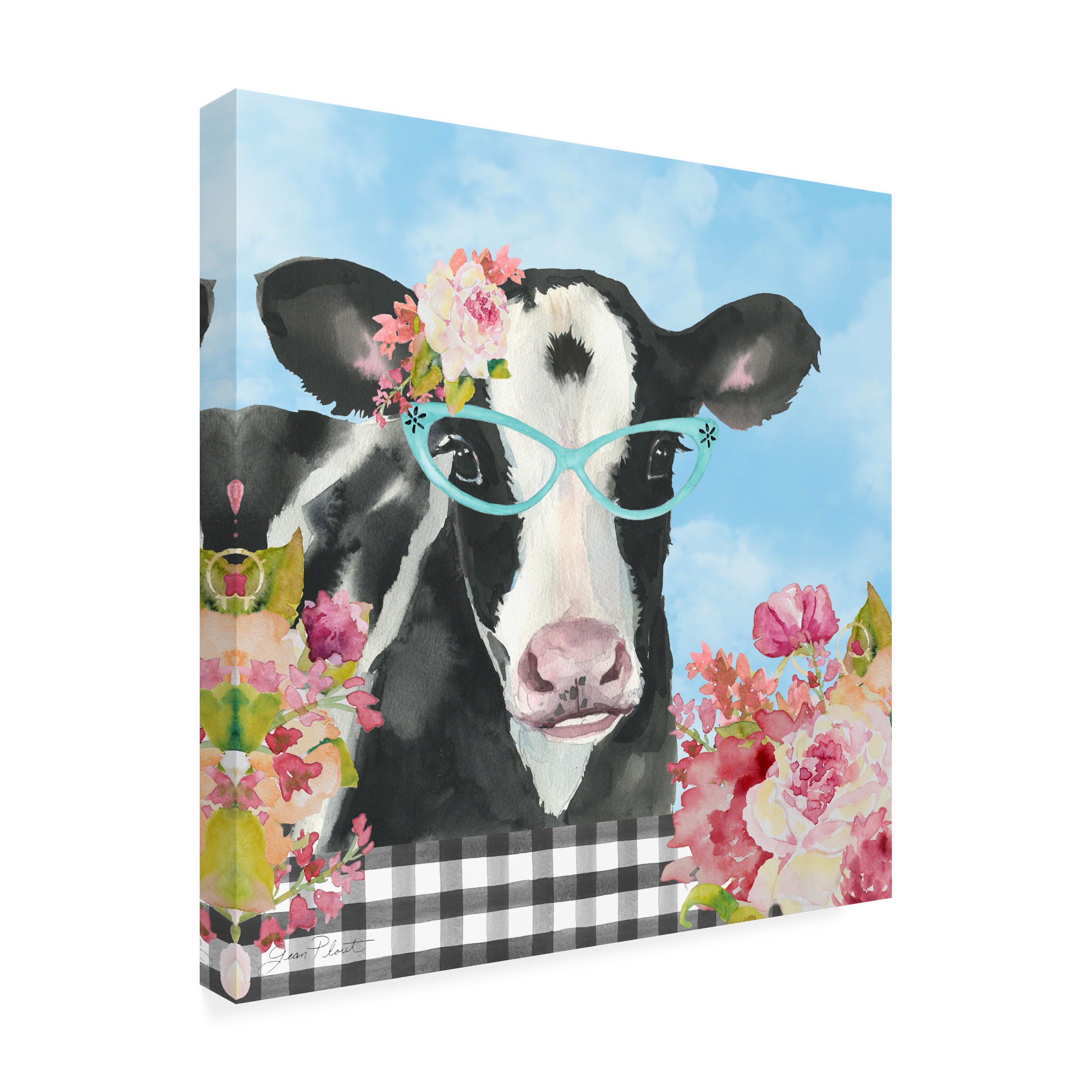 Canvas Wall Art - Jean Plout 'Farm Animal Beauties A' Wall Art for Living Room, Bedroom, or Office DÃ©cor by Trademark Fine Art - 14 x 14 Inches
