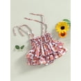 thumbnail image 2 of Coduop Baby Girl Tree/Flower Print Romper Sleeveless Tie-Up Spaghetti Strap Ruched Ruffles Jumpsuit, 2 of 8