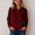 thumbnail image 6 of Tqcoqu Women's Waffle Knit Button Down Shirt,Point Collar Long Sleeve Asymmetric Irregular Hem Loose Casual Blouse Tops,2026 Fall Winter Trendy Clothes,Wine Women's S-XXL, 6 of 8