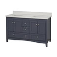 thumbnail image 5 of KBC Abbey 60" Solid Wood Double Bathroom Vanity w/ Quartz Stone in Marine Gray, 5 of 8