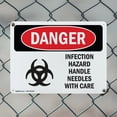 thumbnail image 5 of (2 Pack) Infection Hazard Handle Needles With Care OSHA Danger Sign 18 Inch X 12 Inch Indoor / Outdoor Rust-Free Aluminum Metal Signs for Workplace, Workshop, and Construction Site,, 5 of 8
