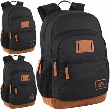 Summit Ridge 18 Inch Laptop Backpacks 12 Pack, Vegan Leather Trim, Multiple Pockets, Mesh Shoulder Straps for Travel, Commute