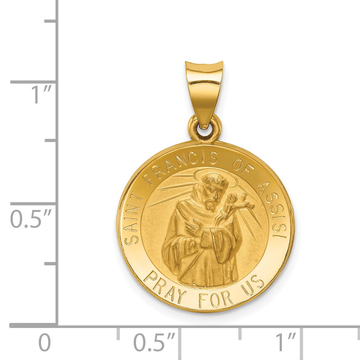 Francis of Assisi Medal 14K Yellow Gold 18mm St